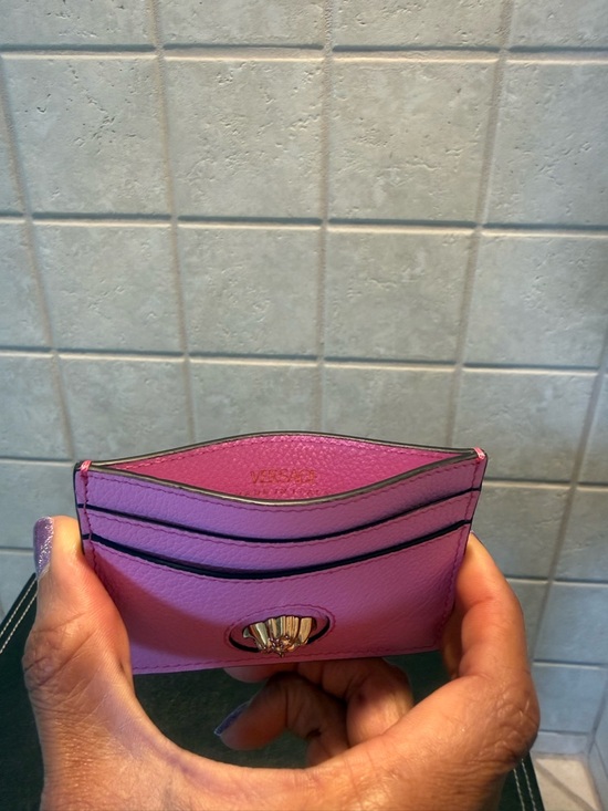 Versace La Medusa Pink Leather Cardholder / Wallet, NWOT - Picture 5 of 9